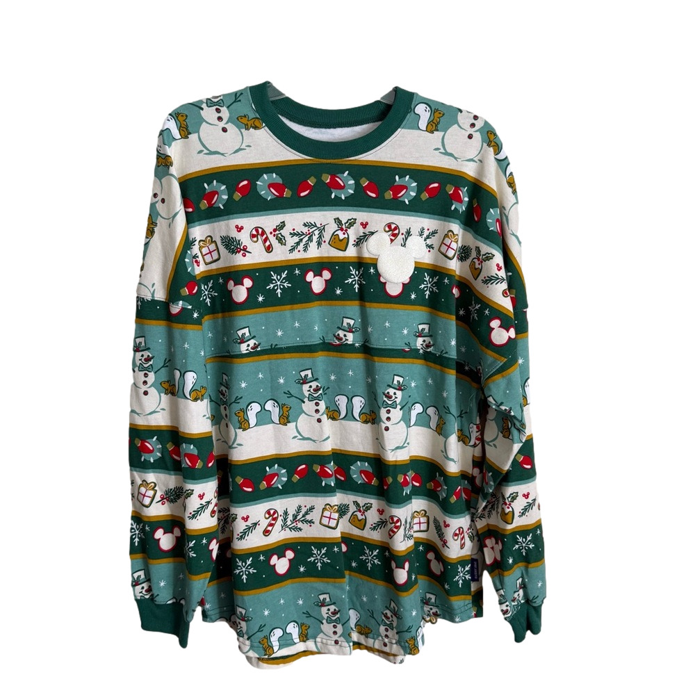 NWOT Disney Spirit Jersey Happy Holidays Long Sleeve Festive Shirt Medium
